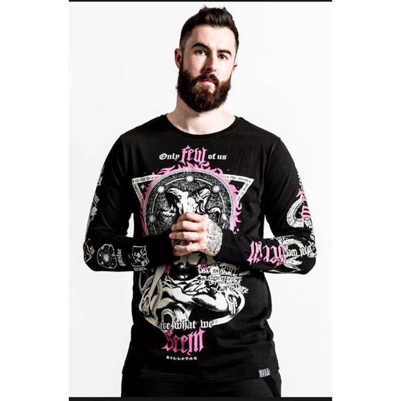 NWT KILLSTAR Meditate Gothic Punk  Satanic Long Sleeve T Shirt Size XS unisex - Picture 3 of 7